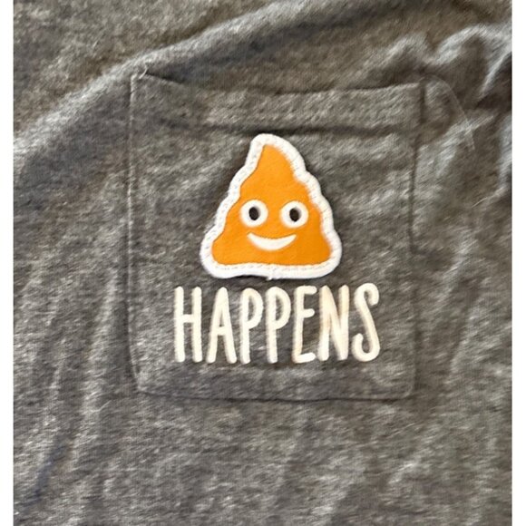 Urban Heritage T-Shirt Womens Graphic Tee Poop Happens Pocket Gray Small - Picture 2 of 5